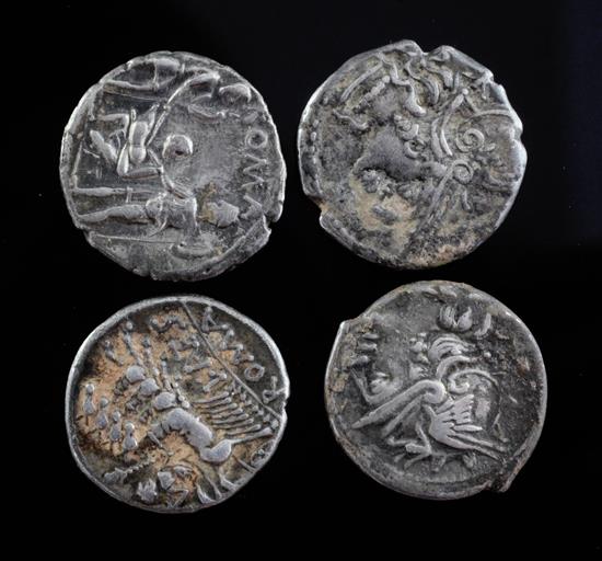 Roman Republic (circa 137 BC), four silver Denarii, 15.4g gross